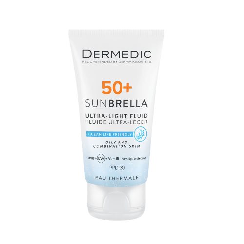 DERMEDIC Sunbrella Ultra-light fényvédő FLUID SPF 50+ zsíros és kombinált arcbőrre (40ml)