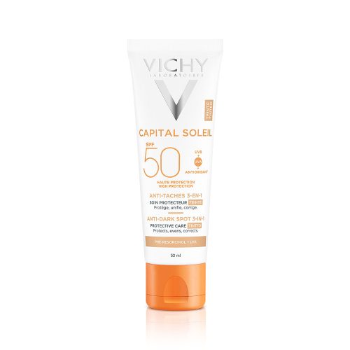 VICHY Capital Soleil Színezett 3in1 napvédő krém barna foltok ellen SPF50+ (50ml)