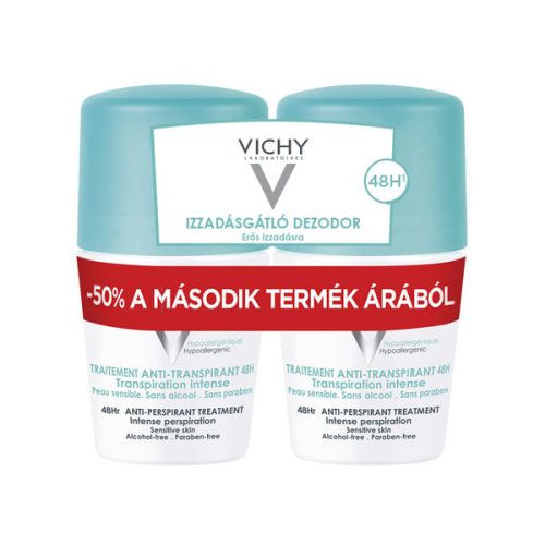 VICHY Intenzív izzadságszabályozó golyós dezodor 48 órás hatékonysággal duopack (2x50ml)