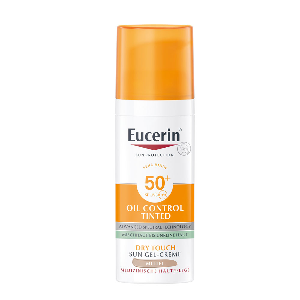 Eucerin sun oil control színezett napozó krém-gél arcra ff50+ medium (50ml)